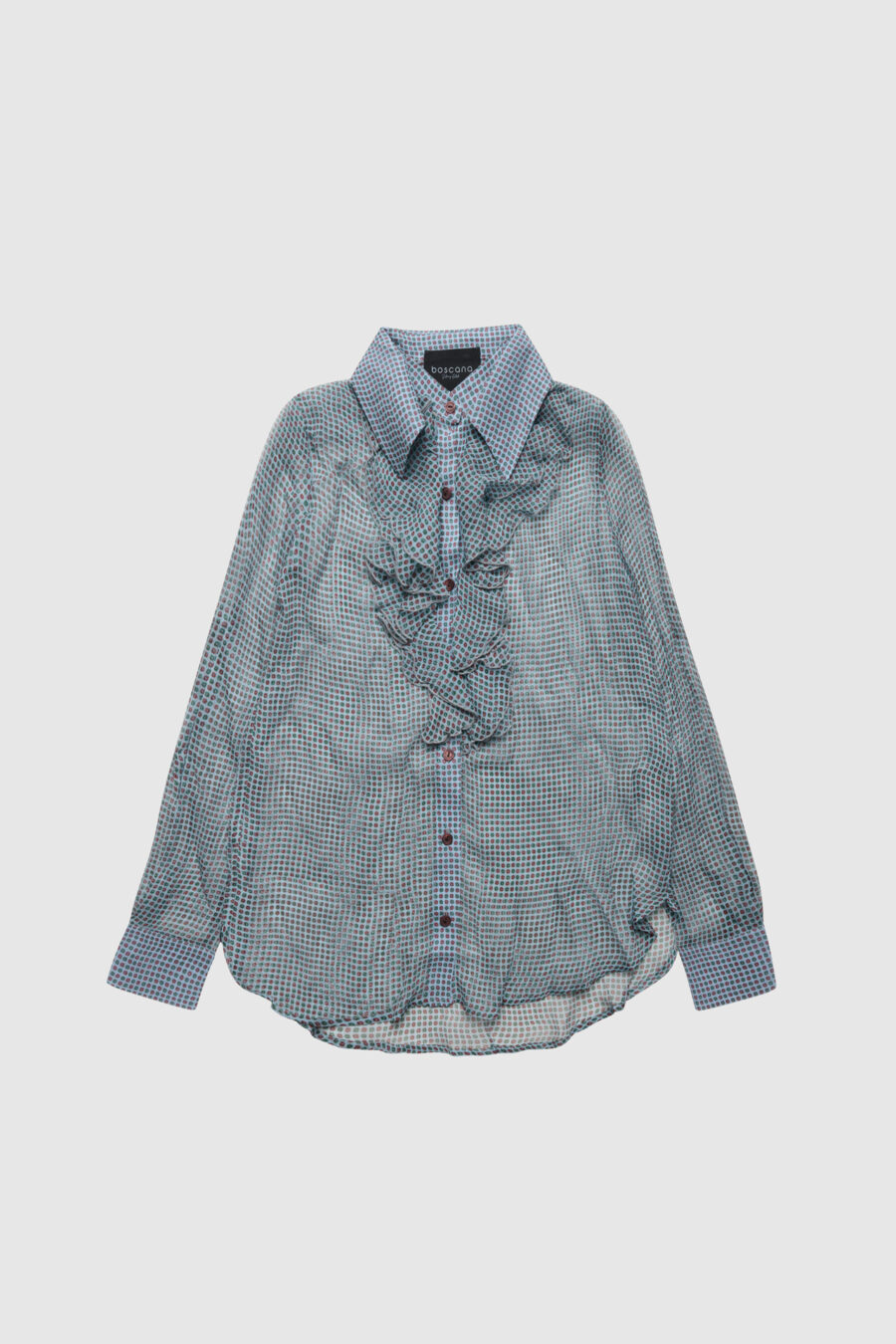 Seidenbluse in Blau mit Blumen, transparente Bluse, Damenbluse